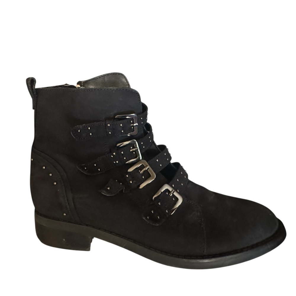 BLONDO ELANI Waterproof Combat Lugged Moto Boot in Black Nubuck Leather Size 10